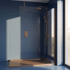 [BEWSSCBZ014] Balterley Wetroom Screen with Support Bar, 1400mm, Brushed Bronze - Silo