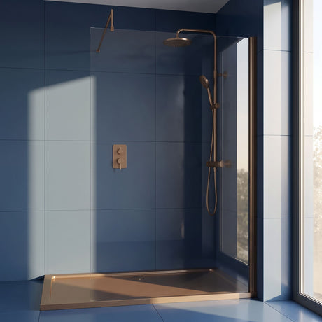 [BEWSSCBZ014] Balterley Wetroom Screen with Support Bar, 1400mm, Brushed Bronze - Silo