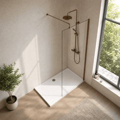 [BEWSSCBZ070] Balterley Wetroom Screen with Support Bar, 700mm, Brushed Bronze - Lifestyle 2