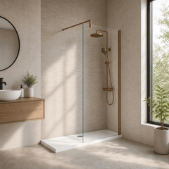 [BEWSSCBZ070] Balterley Wetroom Screen with Support Bar, 700mm, Brushed Bronze - Lifestyle 3
