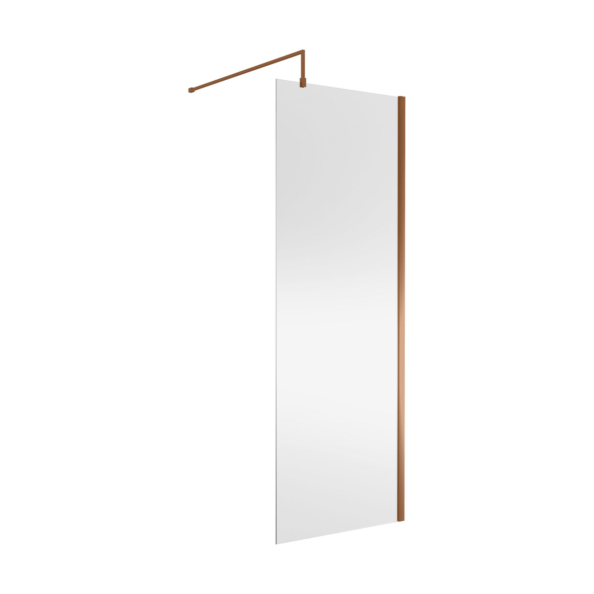 [BEWSSCBZ076] 8mm Toughened Safety Glass Wetroom Screen with Support Bar, H: 1850mm, Brushed Bronze - Choice of Size - Cutout