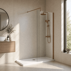 [BEWSSCBZ076] Balterley Wetroom Screen with Support Bar, 760mm, Brushed Bronze - Lifestyle 3