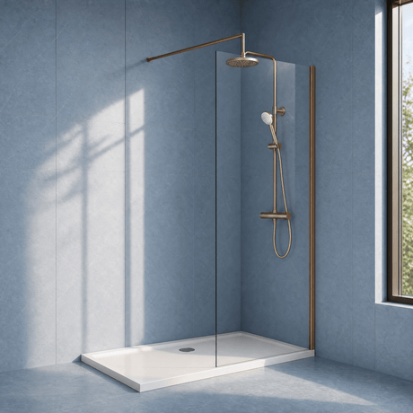 [BEWSSCBZ076] Balterley Wetroom Screen with Support Bar, 760mm, Brushed Bronze - Silo