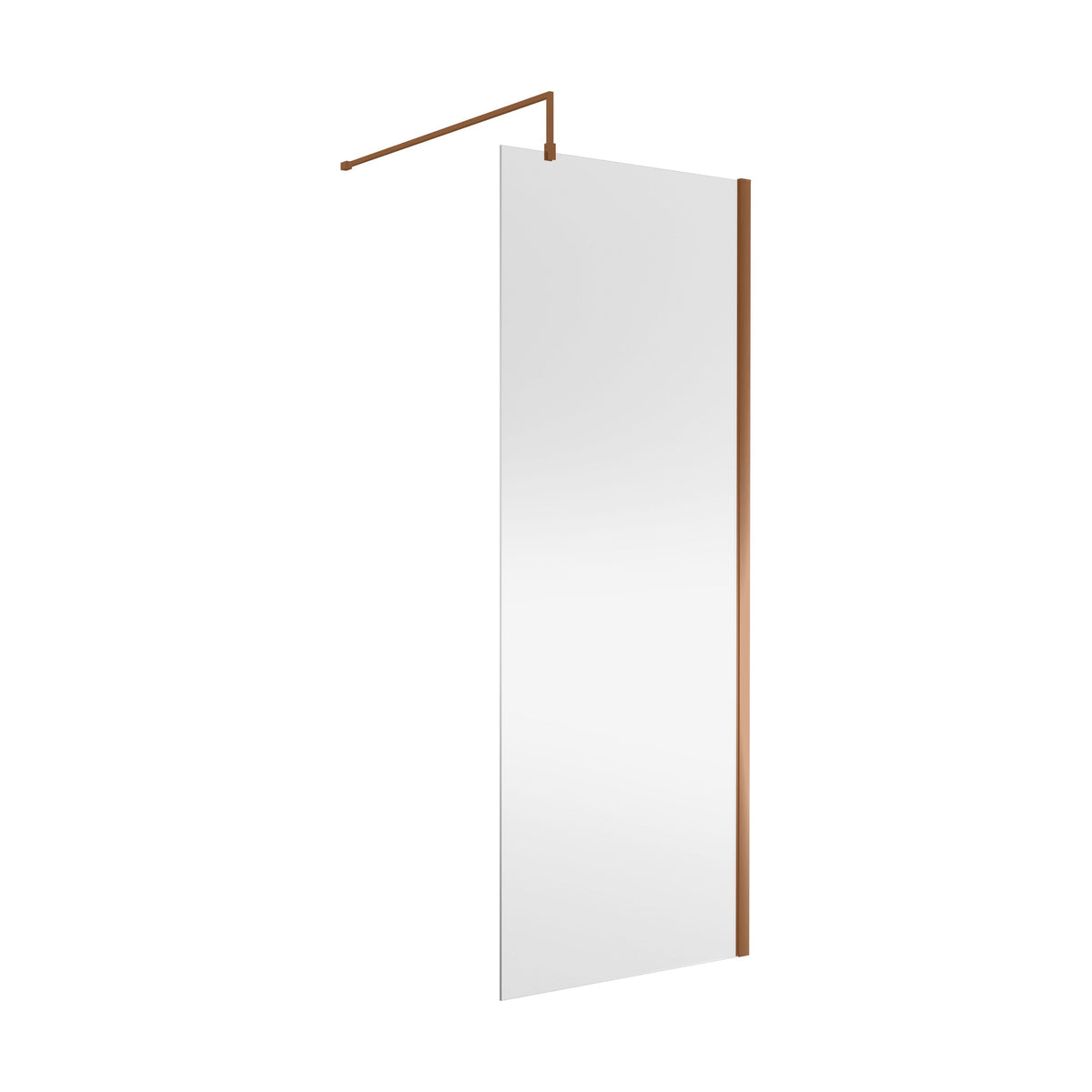 [BEWSSCBZ080] 8mm Toughened Safety Glass Wetroom Screen with Support Bar, H: 1850mm, Brushed Bronze - Choice of Size - Cutout