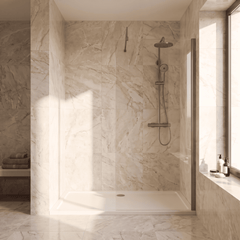 [BEWSSCBZ080] Balterley Wetroom Screen with Support Bar, 800mm, Brushed Bronze - Lifestyle 1