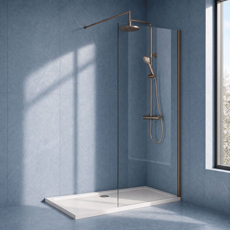 [BEWSSCBZ080] Balterley Wetroom Screen with Support Bar, 800mm, Brushed Bronze - Silo