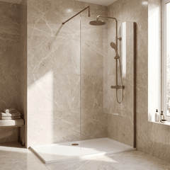 [BEWSSCBZ090] Balterley Wetroom Screen with Support Bar, 900mm, Brushed Bronze - Lifestyle 1