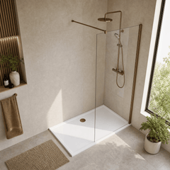 [BEWSSCBZ090] Balterley Wetroom Screen with Support Bar, 900mm, Brushed Bronze - Lifestyle 2