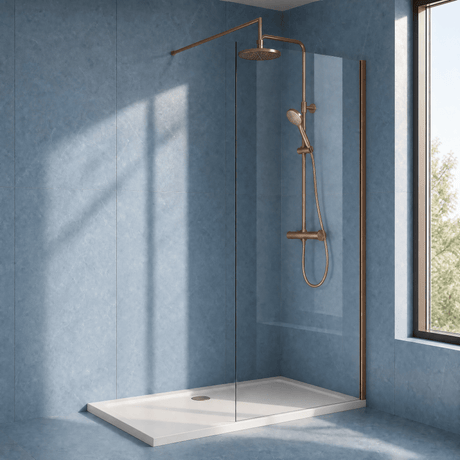 [BEWSSCBZ090] Balterley Wetroom Screen with Support Bar, 900mm, Brushed Bronze - Silo