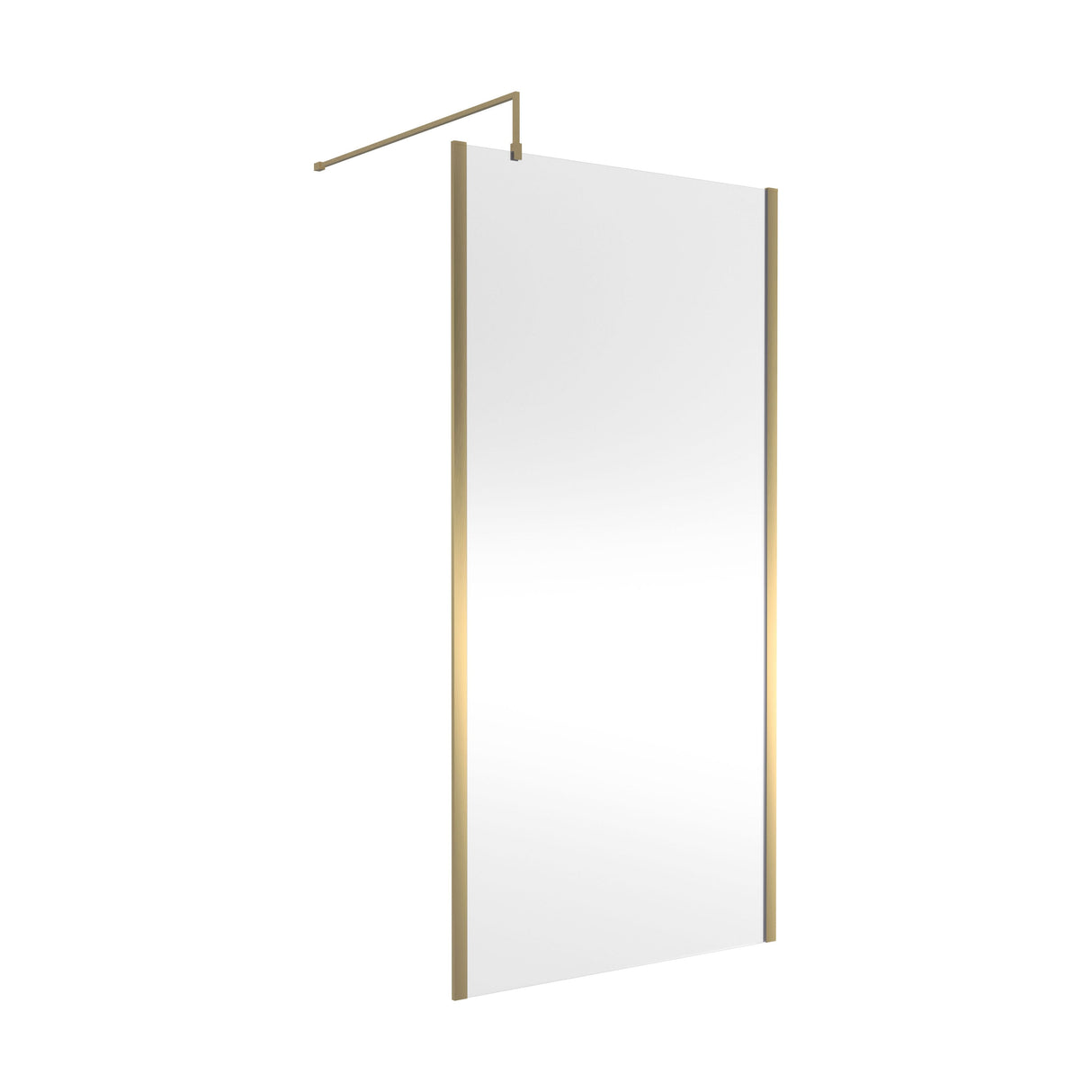 [BEWSSCOBB10] Contemporary 8mm Toughened Safety Glass Wetroom Screen with Outerframe and Support Bar, H: 1850mm, Choice of Size and Colour - Cutout