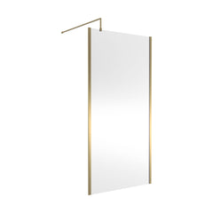 [BEWSSCOBB10] Contemporary 8mm Toughened Safety Glass Wetroom Screen with Outerframe and Support Bar, H: 1850mm, Choice of Size and Colour - Cutout