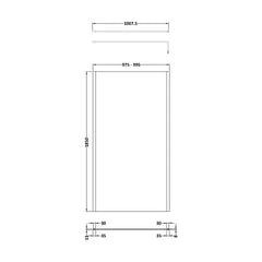[BEWSSCOBB10] Balterley Wetroom Screen with Support Bar, 1000mm, Brushed Brass - Technical Drawing