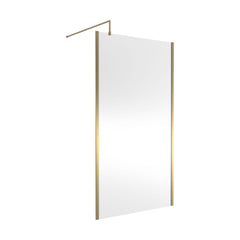 [BEWSSCOBB11] Contemporary 8mm Toughened Safety Glass Wetroom Screen with Outerframe and Support Bar, H: 1850mm, Choice of Size and Colour - Cutout