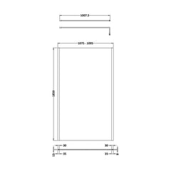 [BEWSSCOBB11] Balterley Wetroom Screen with Support Bar, 1100mm, Brushed Brass - Technical Drawing
