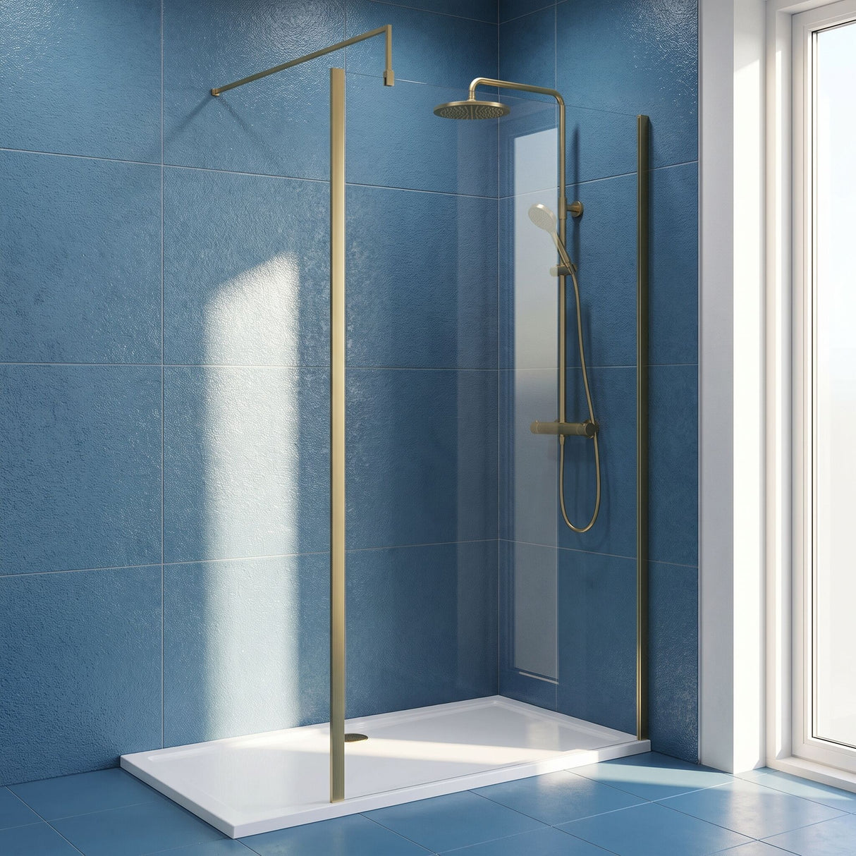[BEWSSCOBB11] Contemporary 8mm Toughened Safety Glass Wetroom Screen with Outerframe and Support Bar, H: 1850mm, Choice of Size and Colour - Silo