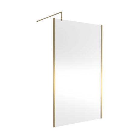 [BEWSSCOBB12] Balterley Wetroom Screen with Support Bar, 1200mm, Brushed Brass - Cutout