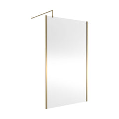 [BEWSSCOBB12] Contemporary 8mm Toughened Safety Glass Wetroom Screen with Outerframe and Support Bar, H: 1850mm, Choice of Size and Colour - Cutout