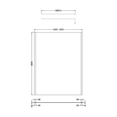 [BEWSSCOBB14] Balterley Wetroom Screen with Support Bar, 1400mm, Brushed Brass - Technical Drawing