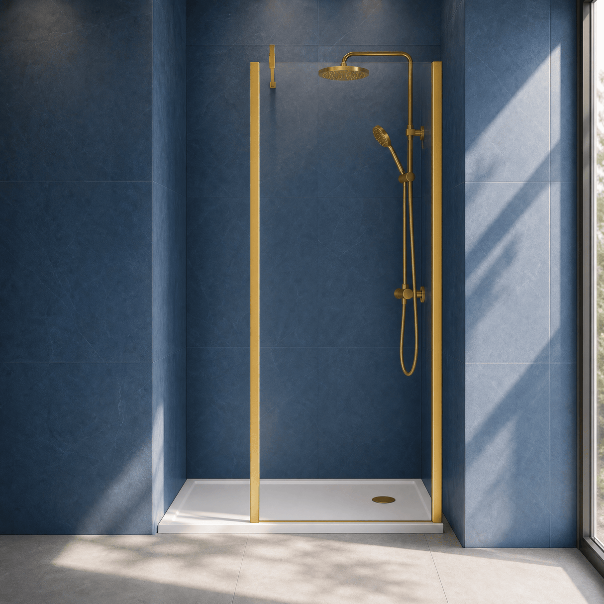 [BEWSSCOBB70] Contemporary 8mm Toughened Safety Glass Wetroom Screen with Outerframe and Support Bar, H: 1850mm, Choice of Size and Colour - Silo