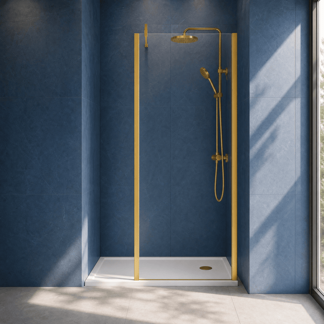 [BEWSSCOBB70] Contemporary 8mm Toughened Safety Glass Wetroom Screen with Outerframe and Support Bar, H: 1850mm, Choice of Size and Colour - Silo