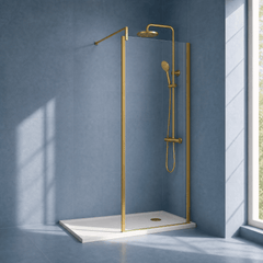 [BEWSSCOBB76] Contemporary 8mm Toughened Safety Glass Wetroom Screen with Outerframe and Support Bar, H: 1850mm, Choice of Size and Colour - Silo