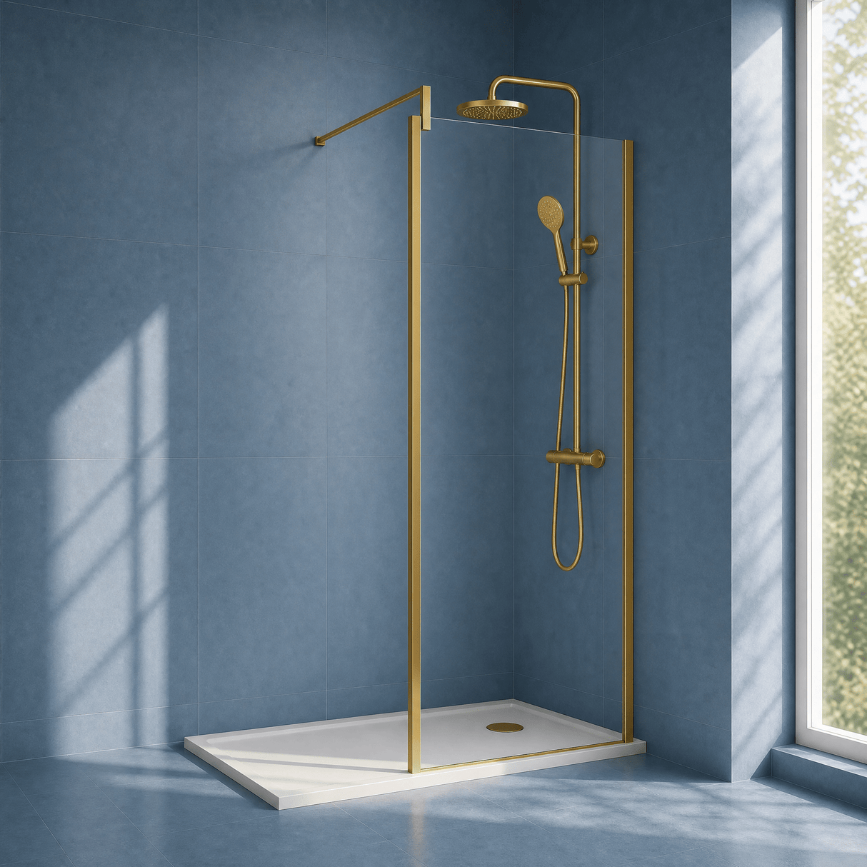 [BEWSSCOBB80] Contemporary 8mm Toughened Safety Glass Wetroom Screen with Outerframe and Support Bar, H: 1850mm, Choice of Size and Colour - Silo