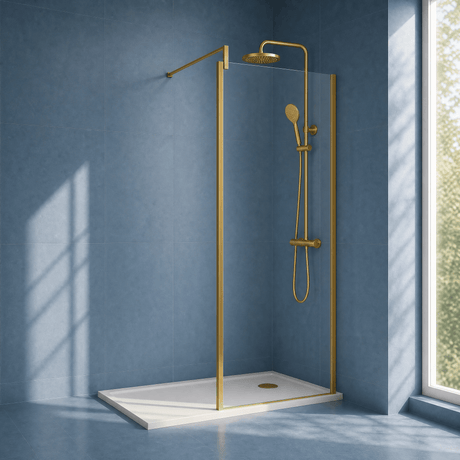 [BEWSSCOBB80] Contemporary 8mm Toughened Safety Glass Wetroom Screen with Outerframe and Support Bar, H: 1850mm, Choice of Size and Colour - Silo