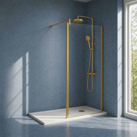[BEWSSCOBB90] Contemporary 8mm Toughened Safety Glass Wetroom Screen with Outerframe and Support Bar, H: 1850mm, Choice of Size and Colour - Silo