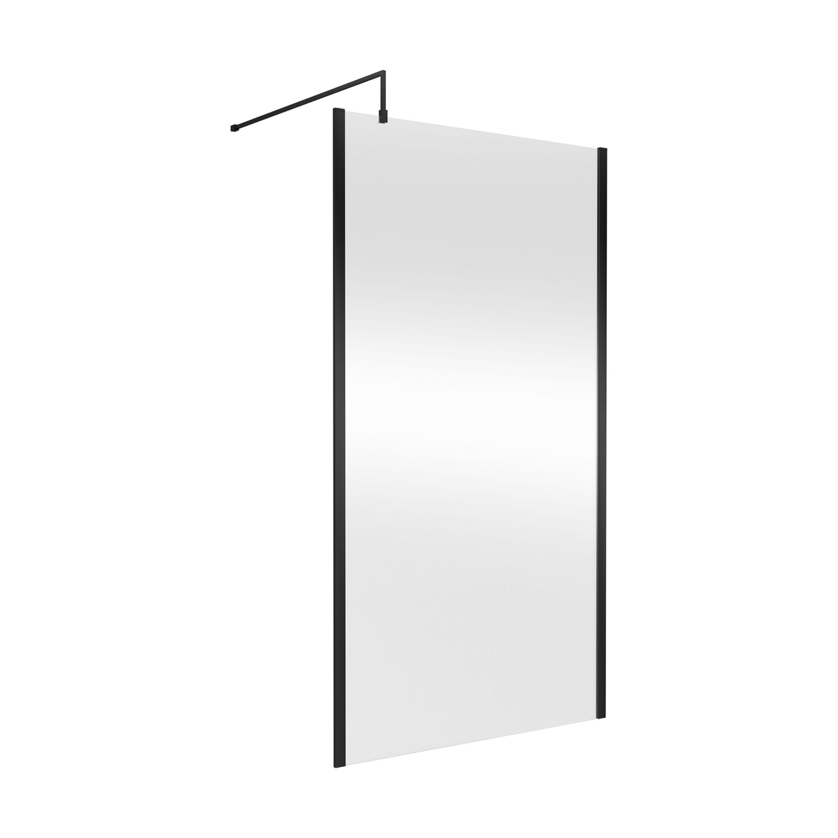 [BEWSSCOBP11] Contemporary 8mm Toughened Safety Glass Wetroom Screen with Outerframe and Support Bar, H: 1850mm, Choice of Size and Colour - Cutout