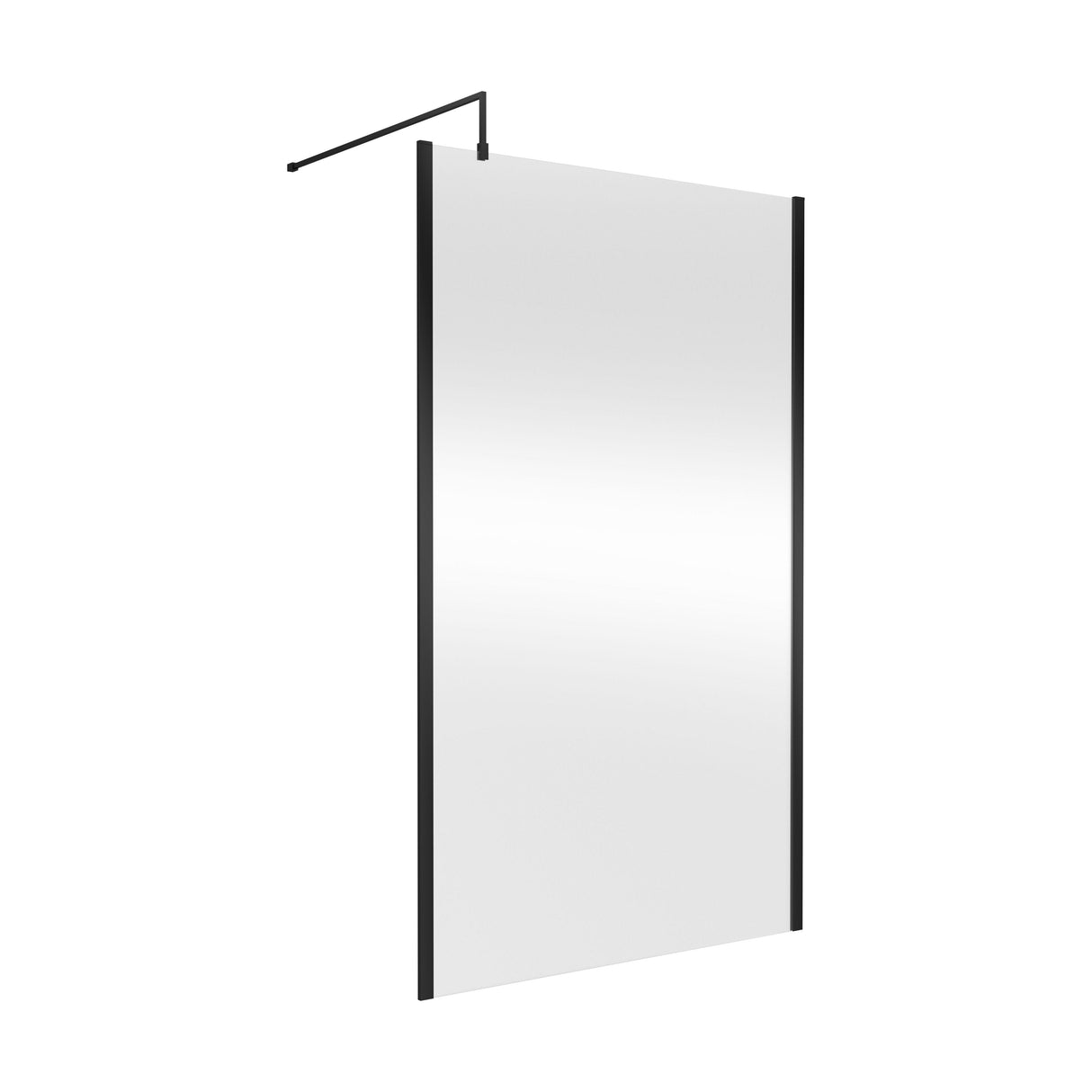 [BEWSSCOBP12] Contemporary 8mm Toughened Safety Glass Wetroom Screen with Outerframe and Support Bar, H: 1850mm, Choice of Size and Colour - Cutout