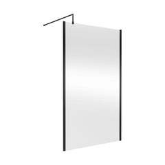 [BEWSSCOBP12] Contemporary 8mm Toughened Safety Glass Wetroom Screen with Outerframe and Support Bar, H: 1850mm, Choice of Size and Colour - Cutout