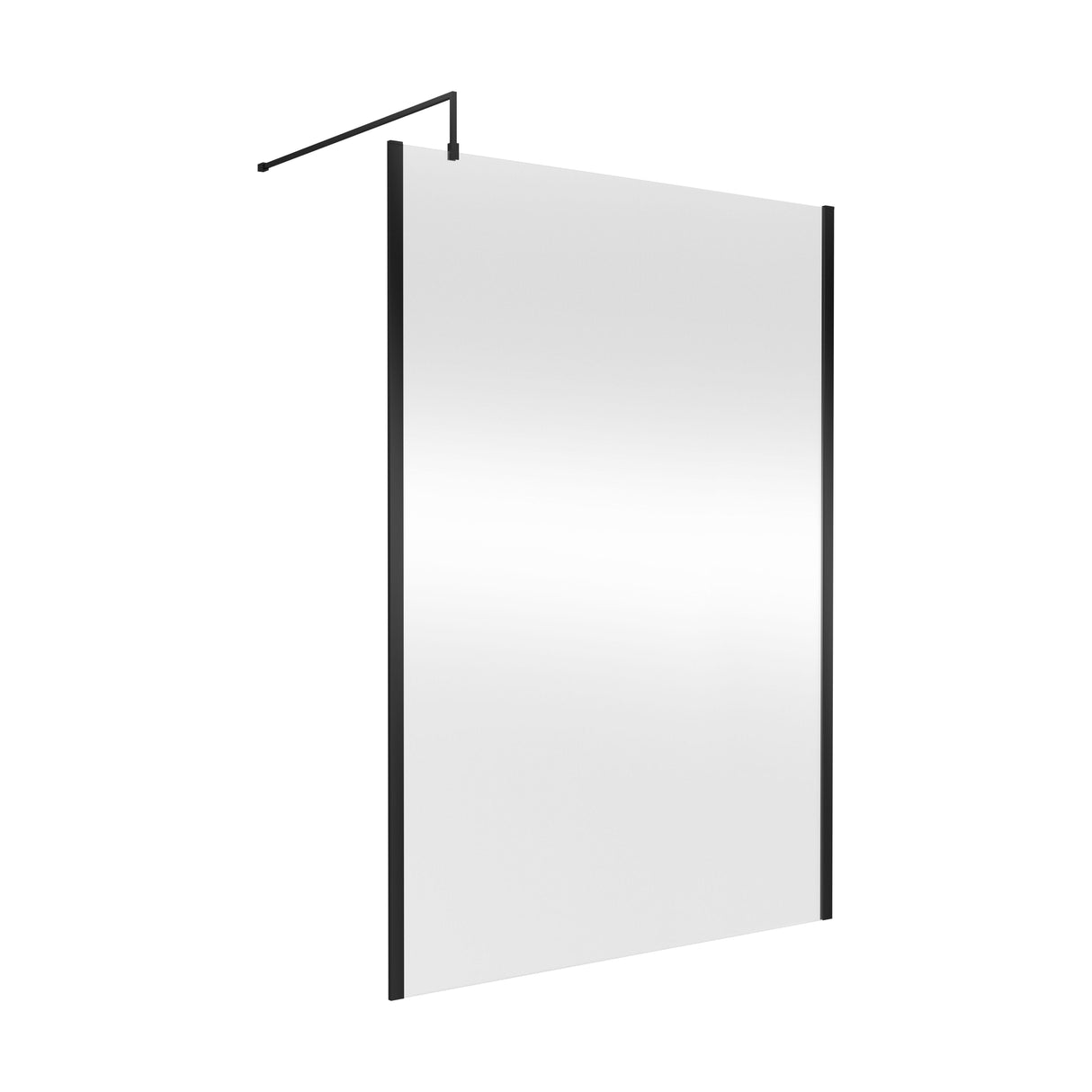 [BEWSSCOBP14] Contemporary 8mm Toughened Safety Glass Wetroom Screen with Outerframe and Support Bar, H: 1850mm, Choice of Size and Colour - Cutout