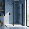 [BEWSSCOBP70] Contemporary 8mm Toughened Safety Glass Wetroom Screen with Outerframe and Support Bar, H: 1850mm, Choice of Size and Colour - Silo