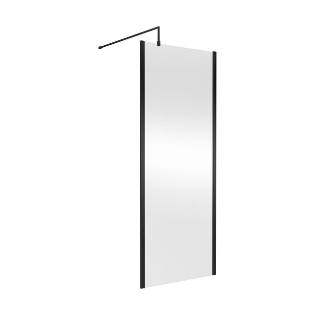 [BEWSSCOBP80] Balterley Wetroom Screen with Support Bar, 800mm, Matt Black - Cutout