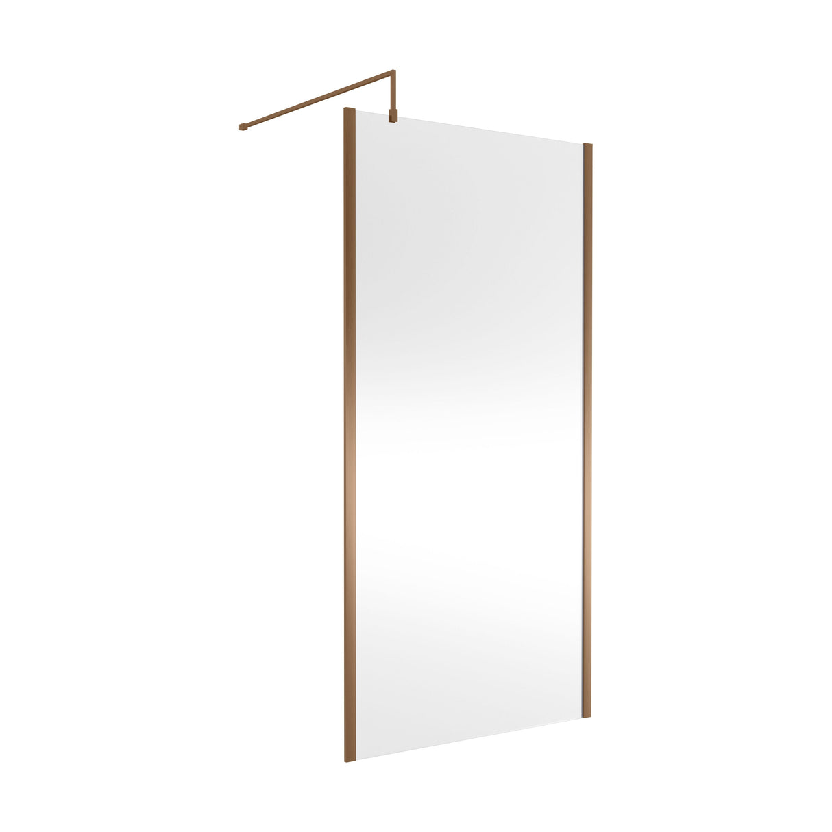 [BEWSSCOBZ10] Contemporary 8mm Toughened Safety Glass Wetroom Screen with Outerframe and Support Bar, H: 1850mm, Choice of Size and Colour - Cutout