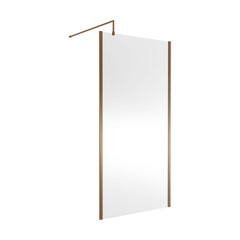 [BEWSSCOBZ10] Contemporary 8mm Toughened Safety Glass Wetroom Screen with Outerframe and Support Bar, H: 1850mm, Choice of Size and Colour - Cutout