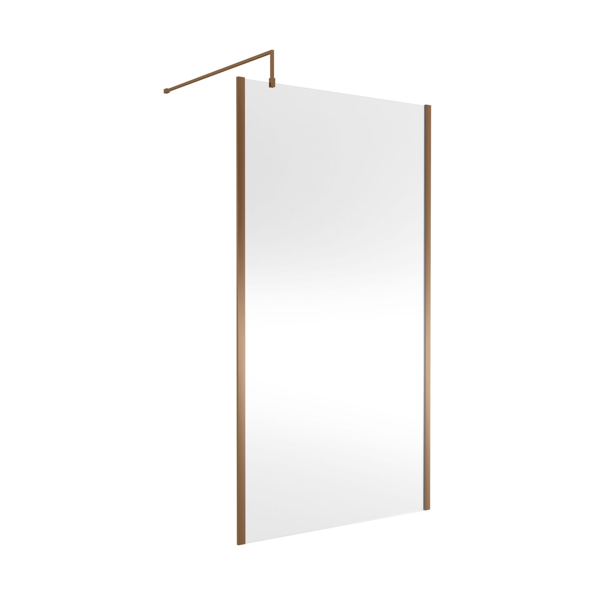 [BEWSSCOBZ11] Contemporary 8mm Toughened Safety Glass Wetroom Screen with Outerframe and Support Bar, H: 1850mm, Choice of Size and Colour - Cutout