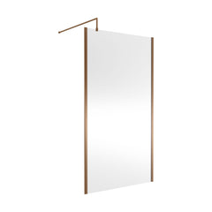 [BEWSSCOBZ11] Contemporary 8mm Toughened Safety Glass Wetroom Screen with Outerframe and Support Bar, H: 1850mm, Choice of Size and Colour - Cutout