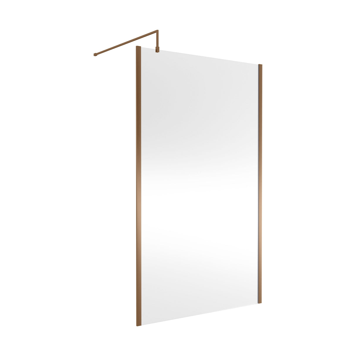 [BEWSSCOBZ12] Contemporary 8mm Toughened Safety Glass Wetroom Screen with Outerframe and Support Bar, H: 1850mm, Choice of Size and Colour - Cutout