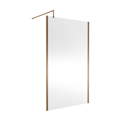 [BEWSSCOBZ12] Contemporary 8mm Toughened Safety Glass Wetroom Screen with Outerframe and Support Bar, H: 1850mm, Choice of Size and Colour - Cutout