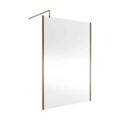 [BEWSSCOBZ14] Contemporary 8mm Toughened Safety Glass Wetroom Screen with Outerframe and Support Bar, H: 1850mm, Choice of Size and Colour - Cutout