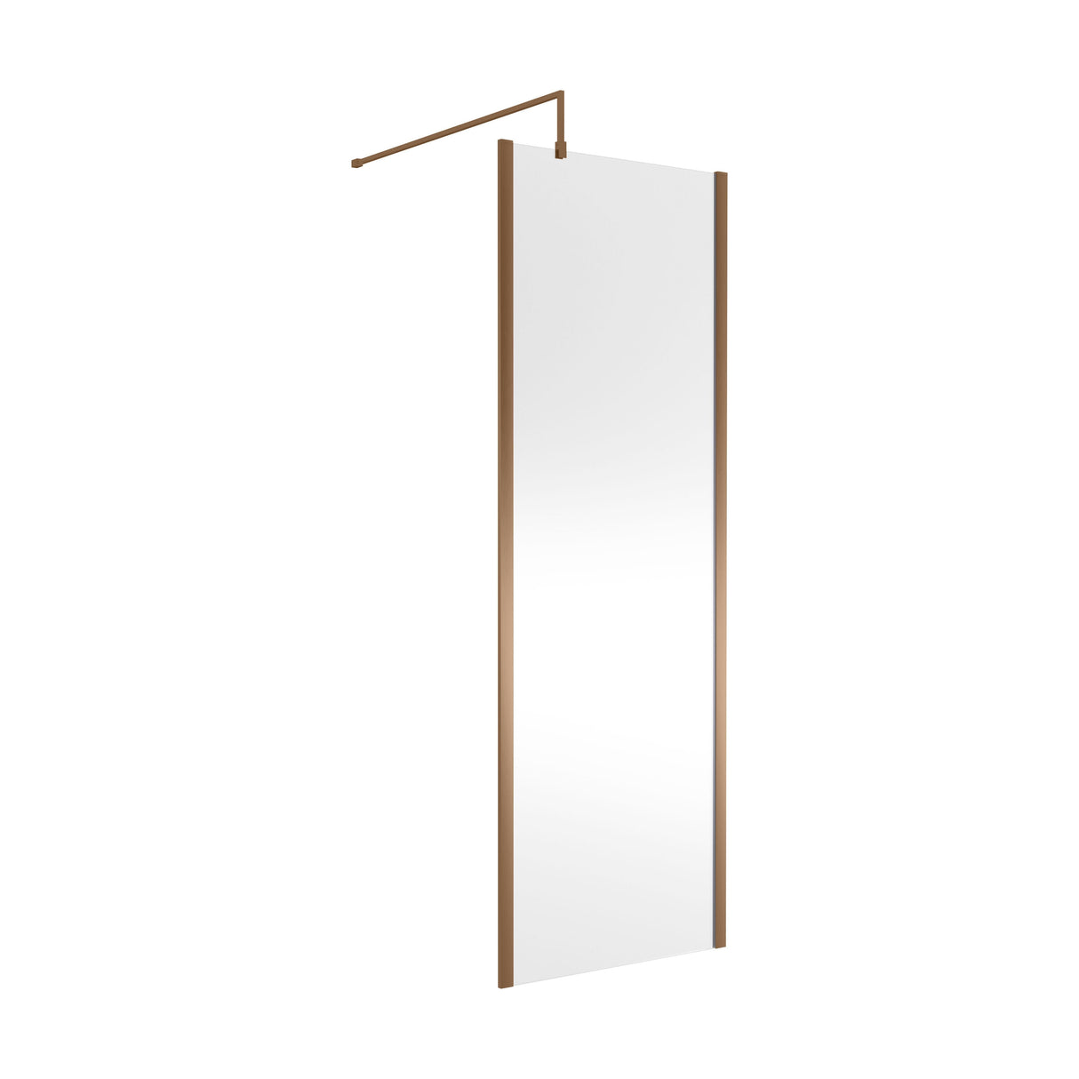 [BEWSSCOBZ70] Contemporary 8mm Toughened Safety Glass Wetroom Screen with Outerframe and Support Bar, H: 1850mm, Choice of Size and Colour - Cutout