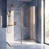[BEWSSCOBZ70] Contemporary 8mm Toughened Safety Glass Wetroom Screen with Outerframe and Support Bar, H: 1850mm, Choice of Size and Colour - Silo