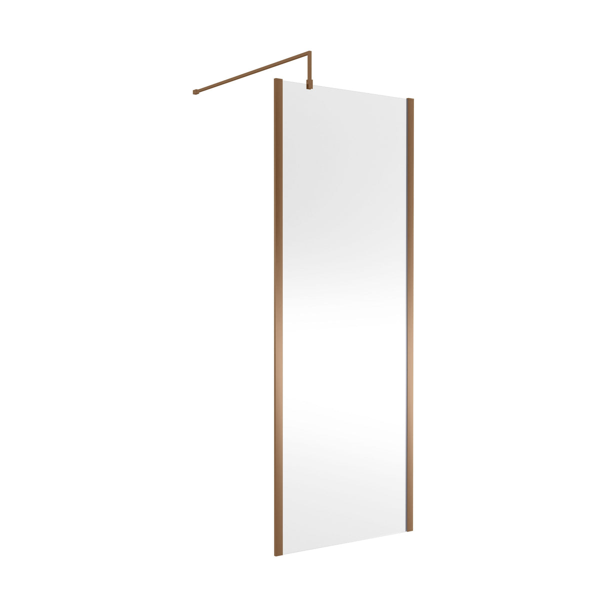 [BEWSSCOBZ76] Contemporary 8mm Toughened Safety Glass Wetroom Screen with Outerframe and Support Bar, H: 1850mm, Choice of Size and Colour - Cutout