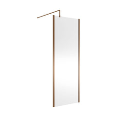 [BEWSSCOBZ76] Contemporary 8mm Toughened Safety Glass Wetroom Screen with Outerframe and Support Bar, H: 1850mm, Choice of Size and Colour - Cutout