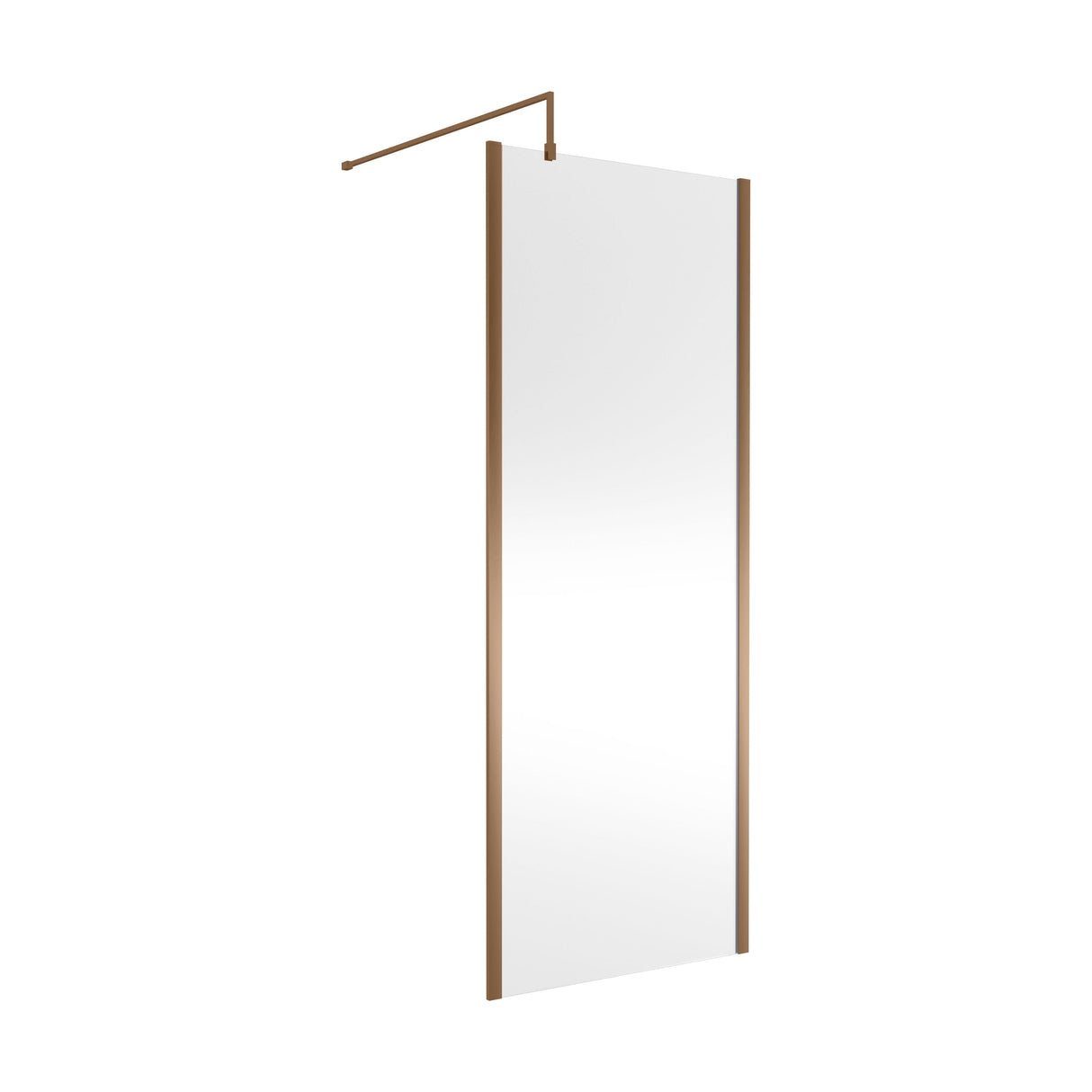 [BEWSSCOBZ80] Contemporary 8mm Toughened Safety Glass Wetroom Screen with Outerframe and Support Bar, H: 1850mm, Choice of Size and Colour - Cutout
