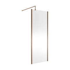 [BEWSSCOBZ80] Contemporary 8mm Toughened Safety Glass Wetroom Screen with Outerframe and Support Bar, H: 1850mm, Choice of Size and Colour - Cutout
