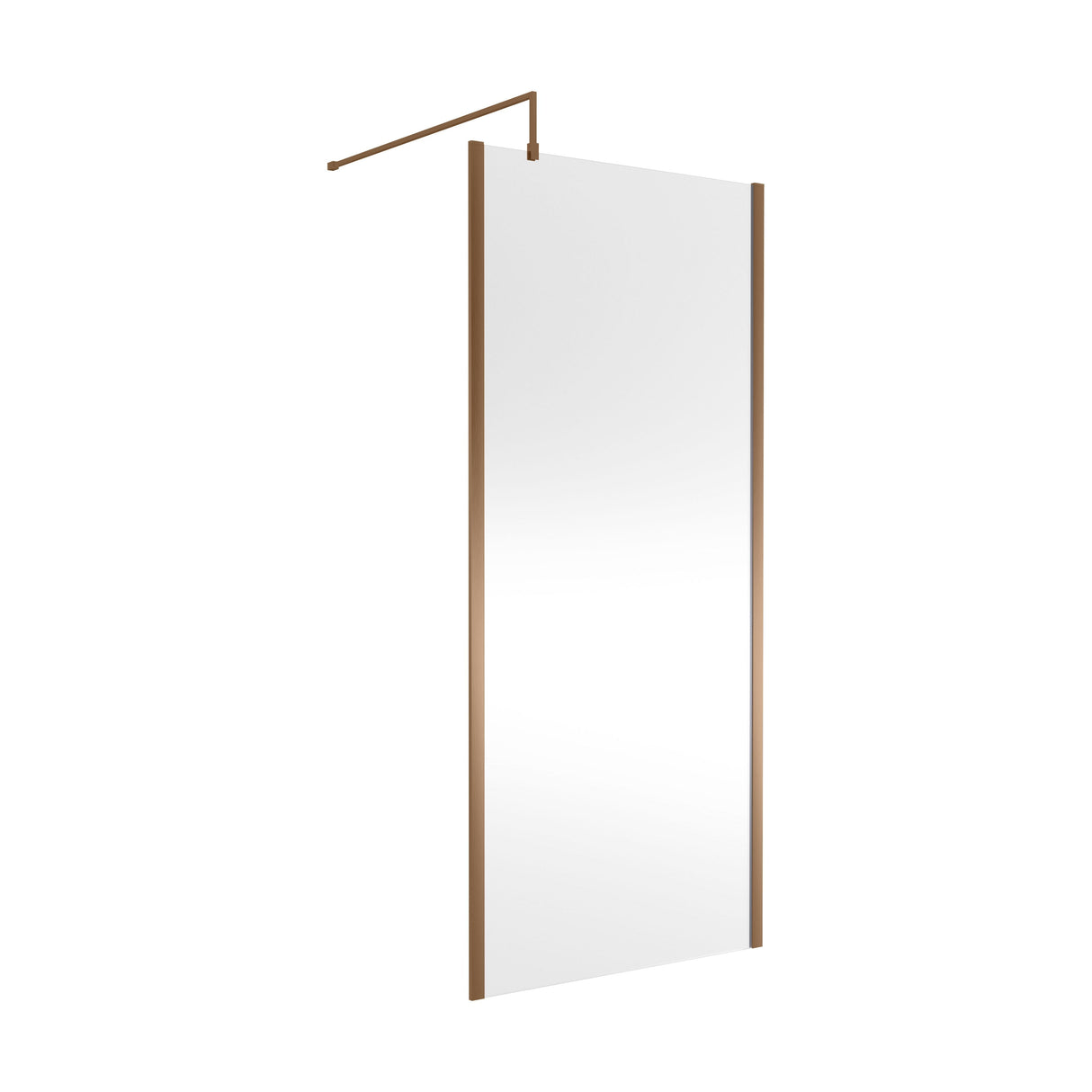 [BEWSSCOBZ90] Contemporary 8mm Toughened Safety Glass Wetroom Screen with Outerframe and Support Bar, H: 1850mm, Choice of Size and Colour - Cutout