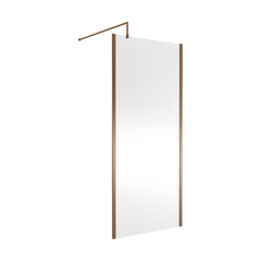 [BEWSSCOBZ90] Contemporary 8mm Toughened Safety Glass Wetroom Screen with Outerframe and Support Bar, H: 1850mm, Choice of Size and Colour - Cutout