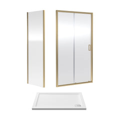 [BEZET002] Almington Sliding Shower Door, Side Panel and Shower Tray - Choice of Size and Finish - Cutout